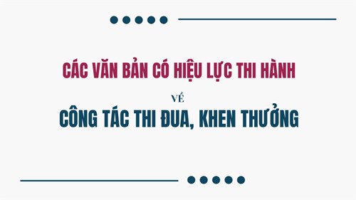 Các văn bản có hiệu lực thi hành về công tác thi đua, khen thưởng
