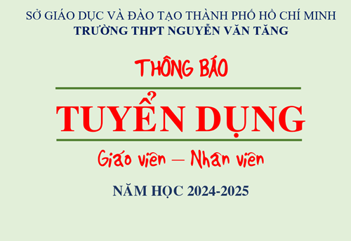 Thông báo Tuyển dụng viên chức trường THPT Nguyễn Văn Tăng