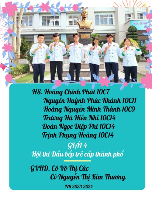 Vinh danh học sinh đạt giải cao Hội thi Đầu bếp trẻ cấp TP NH 2023-2024