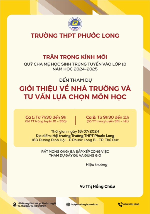 Giới thiệu về nhà trường và tư vấn lựa chọn môn học