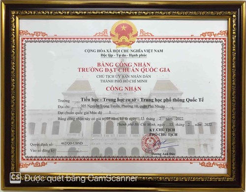 Quyết Định Công Nhận Trường TH – THCS – THPT Quốc Tế Đạt Chuẩn Quốc Gia Mức Độ 1