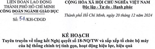 Văn bản tuyên truyền hoạt động Công đoàn