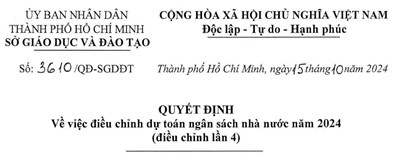 Quyết định về việc điều chỉnh dự toán nhà nước năm 2024