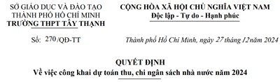 Quyết định về việc công khai dự toán thu, chi ngân sách nhà nước năm 2024