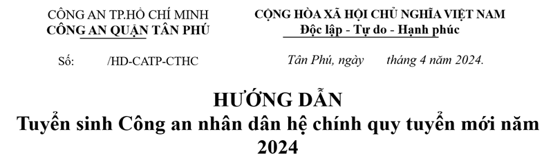 Tuyển sinh Công an nhân dân hệ chính quy tuyển mới năm 2024