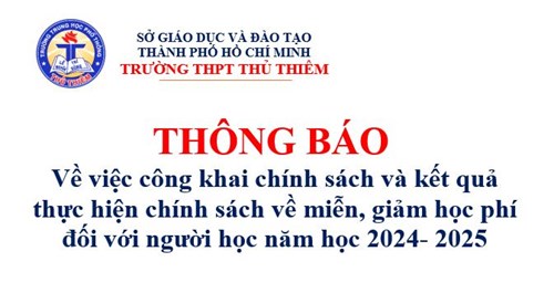 Thông báo về việc công khai chính sách và kết quả thực hiện chính sách về miễn, giảm học phí đối với người học năm học 2024- 2025