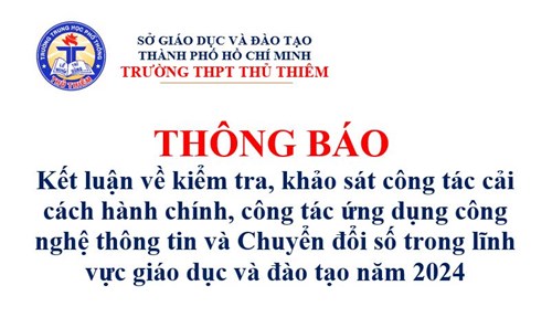 Thông báo Kết luận về kiểm tra, khảo sát công tác cải cách hành chính, công tác ứng dụng công nghệ thông tin và Chuyển đổi số trong lĩnh vực giáo dục và đào tạo năm 2024