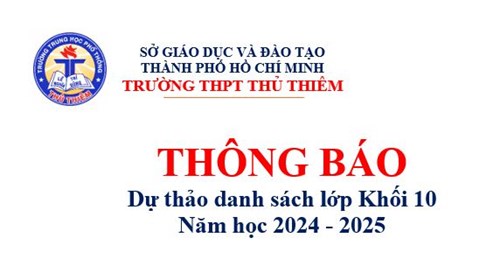 Công bố dự thảo danh sách lớp Khối 10 năm học 2024 - 2025