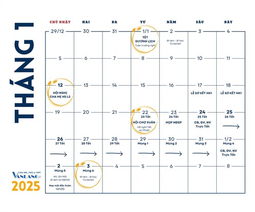 [Trường phổ thông Văn Lang] THÔNG BÁO NGHỈ TẾT 2025