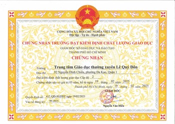 Chứng nhận trường đạt kiểm định chất lượng giáo dục - cấp độ 2