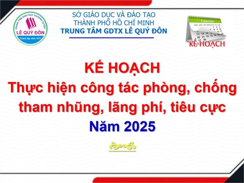 Kế hoạch Thực hiện công tác phòng, chống tham nhũng, lãng phí, tiêu cực Năm 2025