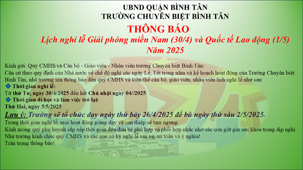 Lịch nghỉ lễ Giải phóng Miền Nam 30/4 và Quốc tế lao động 1/5 năm 2025