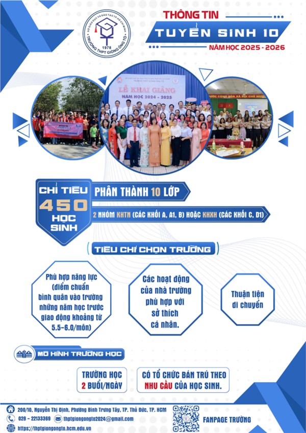 Thông tin tuyển sinh lớp 10 năm học 2025 - 2026