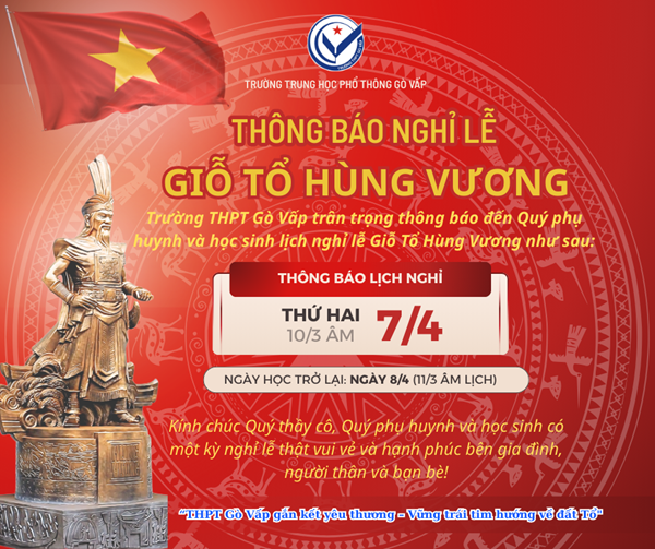 Thông báo Lịch nghỉ Giỗ Tổ Hùng Vương năm 2025
