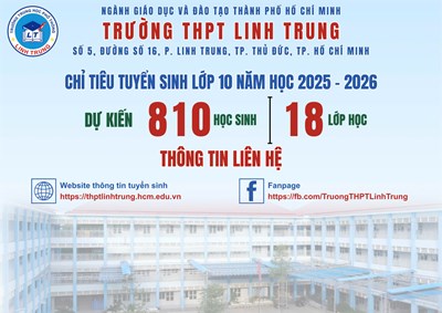 Thông báo chỉ tiêu tuyển sinh lớp 10 Năm học 2025–2026 – Trường THPT Linh Trung