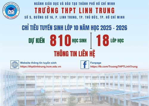 Thông báo chỉ tiêu tuyển sinh lớp 10 Năm học 2025–2026 – Trường THPT Linh Trung