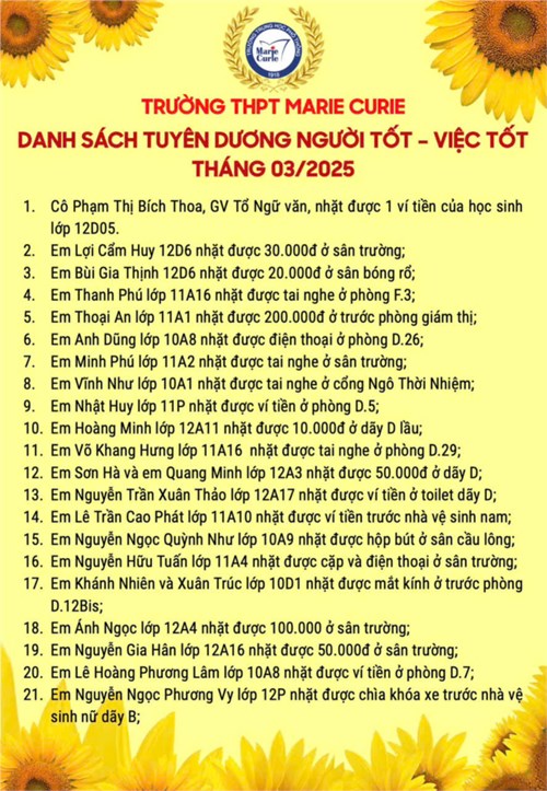 Chào tháng 4 với 41 bông hoa tươi thắm trong vườn hoa trường THPT Marie Curie!