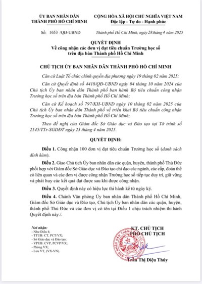 Chúc mừng trường THPT Marie Curie được UBND TPHCM công nhận là một trong 100 đơn vị đạt tiêu chuẩn Trường học số trên địa bàn TPHCM nhân kỷ niệm 50 năm Ngày giải phóng miền Nam, thống nhất đất nước (30/4/1975 - 30/4/2025)!