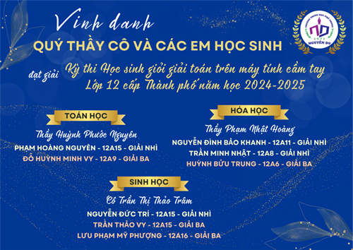 Chúc mừng thành tích tuyệt vời của đội tuyển Học sinh giỏi Casio lớp 12 trong Kỳ thi Học sinh giỏi giải toán trên máy tính cầm tay cấp Thành phố năm học 2024 - 2025