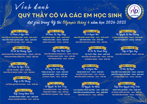 Chúc mừng thầy cô và các em học sinh đạt giải trong Cuộc thi Olympic Thành phố Hồ Chí Minh dành cho học sinh trung học phổ thông năm học 2024 - 2025