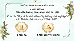 Kết quả Cuộc thi  “Học sinh, sinh viên với ý tưởng khởi nghiệp” cấp Thành phố năm học 2024 - 2025
