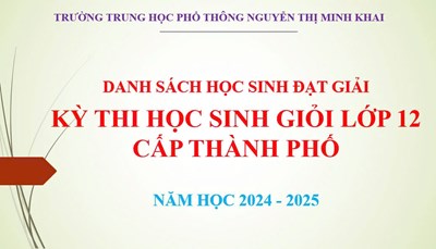 Danh sách học sinh đạt giải Kỳ thi Học sinh giỏi Lớp 12 cấp Thành phố, năm học 2024-2025.