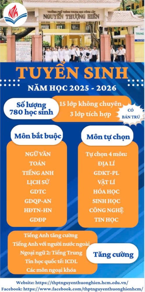 Thông Báo Tuyển Sinh Lớp 10 - Trường THPT Nguyễn Thượng Hiền - Năm Học 2025–2026