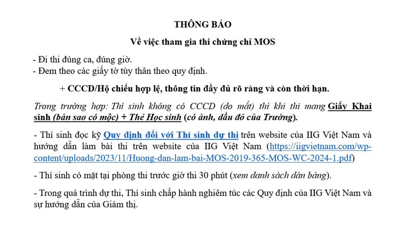 Lịch thi mos (14,15,16/5/2025)