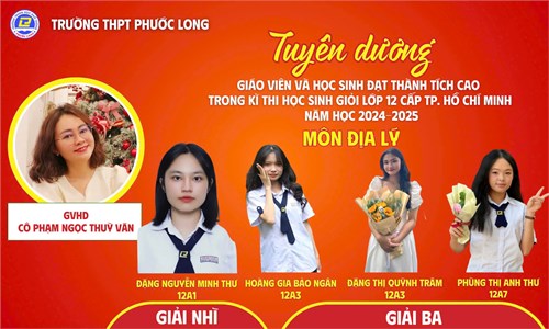 Tuyên dương giáo viên và học sinh đạt thành tích cao trong kì thi học sinh giỏi lớp 12 cấp TPHCM năm học 2024 - 2025
