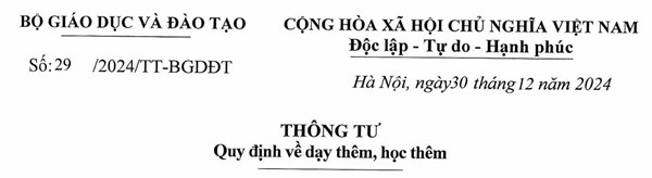 Thông tư 29 quy định về dạy thêm học thêm