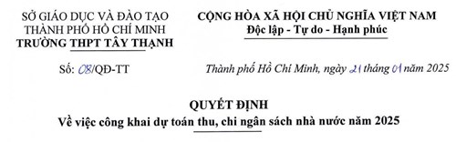 Quyết định về việc công khai quyết toán thu, chi ngân sách nhà nước năm 2025