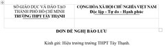 Mẫu đơn đề nghị bảo lưu