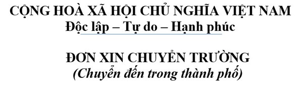 Mẫu đơn xin chuyển trường