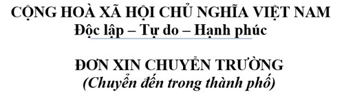 Mẫu đơn xin chuyển trường