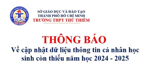 Thông báo về cập nhật dữ liệu học sinh