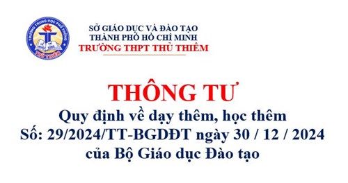 Thông tư số  29/2024/TT-BGDĐT ngày 30/12/2024 của Bộ Giáo dục Đào tạo quy định về dạy thêm, học thêm
