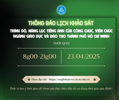 Kế hoạch Tổ chức khảo sát trình độ, năng lực tiếng Anh của công chức, viên chức ngành Giáo dục và Đào tạo Thành phố Hồ Chí Minh
