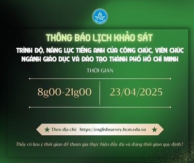 Kế hoạch Tổ chức khảo sát trình độ, năng lực tiếng Anh của công chức, viên chức ngành Giáo dục và Đào tạo Thành phố Hồ Chí Minh