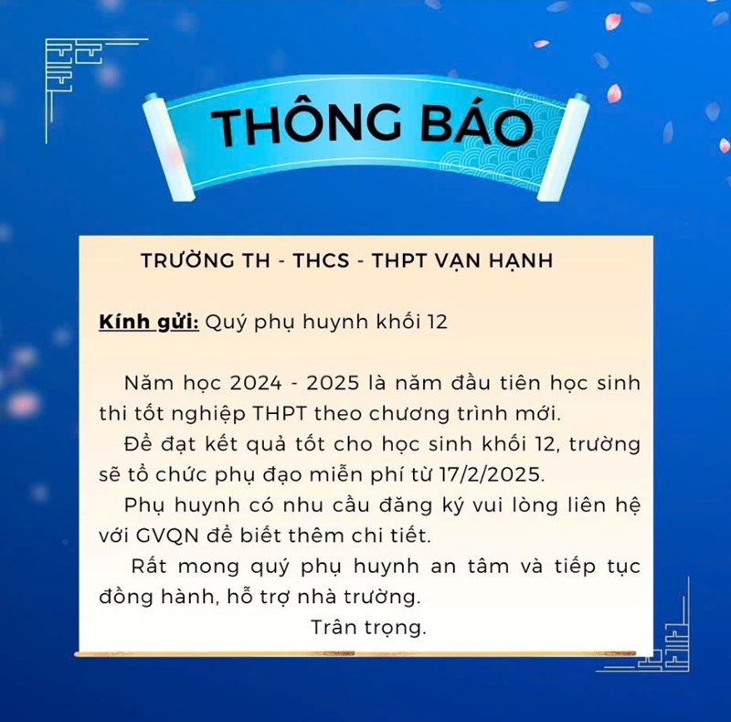 Về việc phụ đạo cho học sinh khối 12